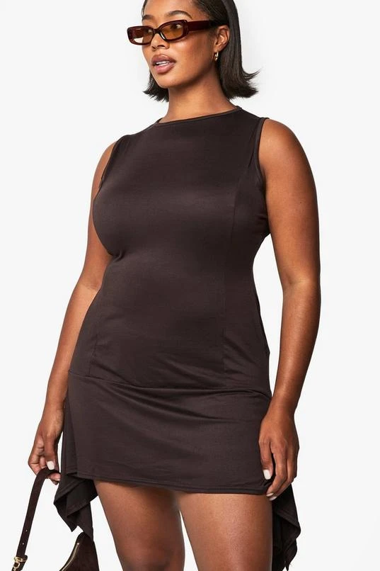 BOOHOO PLUS SUPERSOFT HANKY HEM SHIFT DRESS 1 BOOHOO PLUS SUPERSOFT HANKY HEM SHIFT DRESS