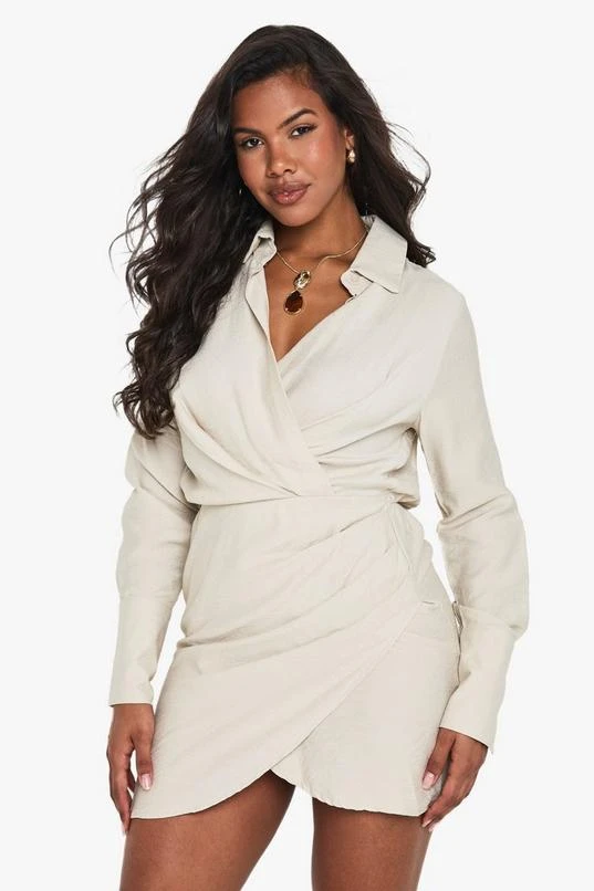 BOOHOO Collared Wrap Shirt Dress 1 BOOHOO Collared Wrap Shirt Dress