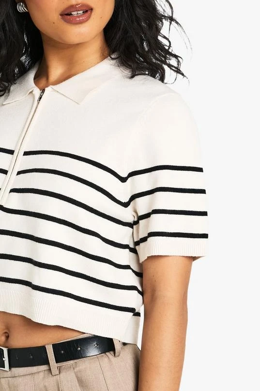 BOOHOO Stripe Oversized Zip Neck Knitted Top 4 BOOHOO Stripe Oversized Zip Neck Knitted Top - Image 4