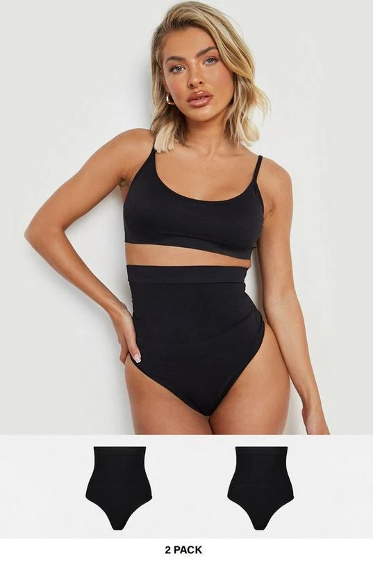 BOOHOO 2 Pack High Waist Shaping Control Thong 1 BOOHOO 2 Pack High Waist Shaping Control Thong