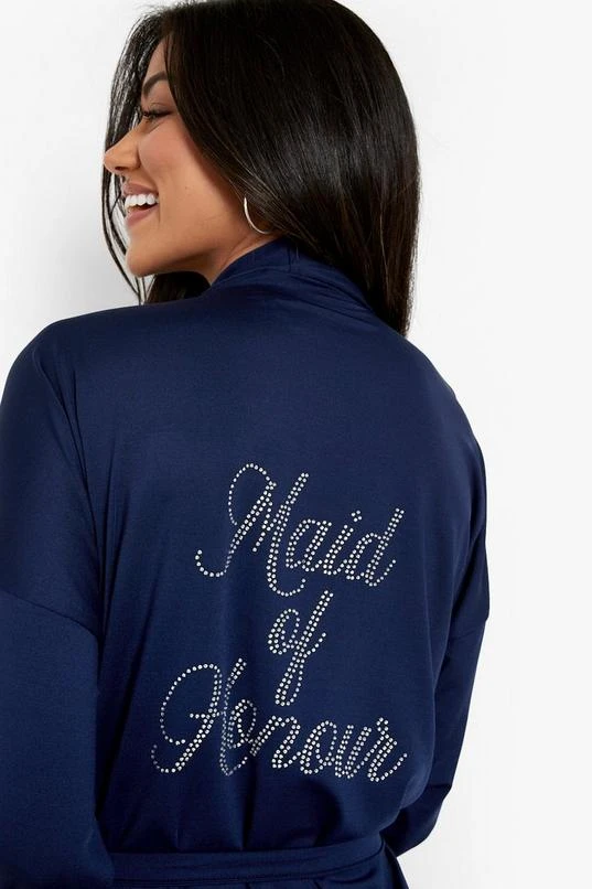BOOHOO Maid Of Honor Rhinestone Lace Detail Robe 2 BOOHOO Maid Of Honor Rhinestone Lace Detail Robe - Image 2