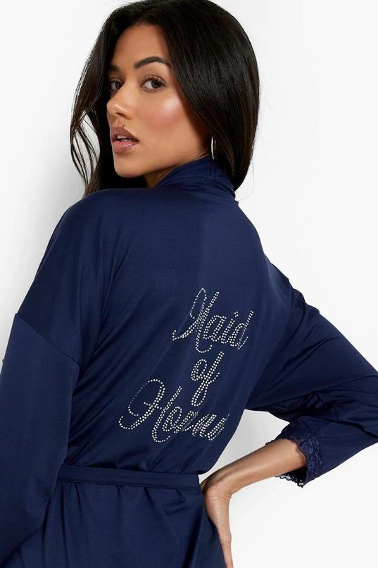 BOOHOO Maid Of Honor Rhinestone Lace Detail Robe 4 BOOHOO Maid Of Honor Rhinestone Lace Detail Robe - Image 4