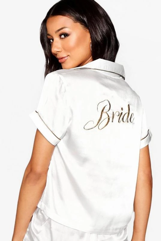 BOOHOO Bride Embroidered Pajamas 4 BOOHOO Bride Embroidered Pajamas - Image 4
