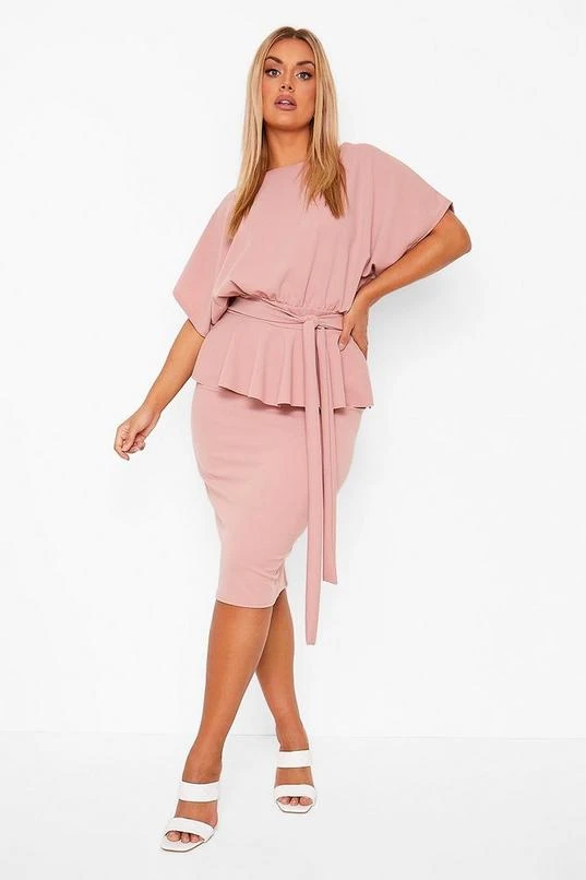 BOOHOO Plus Boat Neck Peplum Dress 1 BOOHOO Plus Boat Neck Peplum Dress