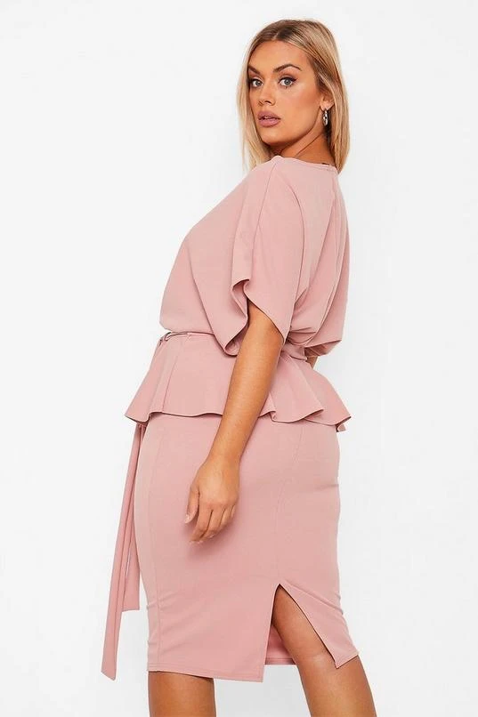 BOOHOO Plus Boat Neck Peplum Dress 2 BOOHOO Plus Boat Neck Peplum Dress - Image 2