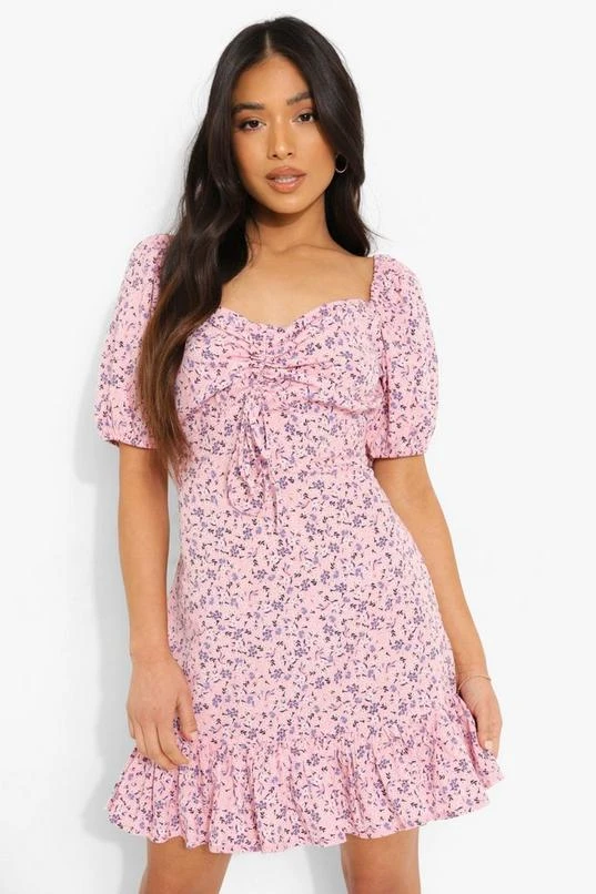 BOOHOO Petite Ditsy Floral Frill Hem Mini Dress 1 BOOHOO Petite Ditsy Floral Frill Hem Mini Dress