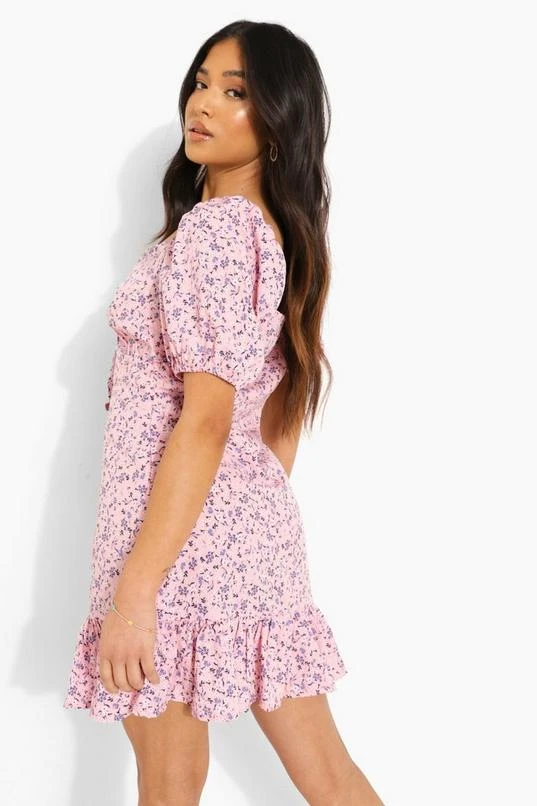 BOOHOO Petite Ditsy Floral Frill Hem Mini Dress 2 BOOHOO Petite Ditsy Floral Frill Hem Mini Dress - Image 2