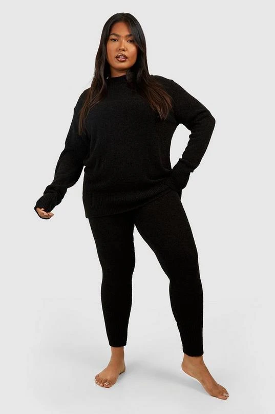 BOOHOO Plus Knitted Crew Neck Sweater Loungewear Set 3 BOOHOO Plus Knitted Crew Neck Sweater Loungewear Set - Image 3