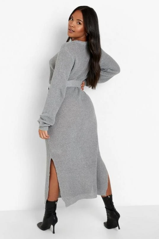 BOOHOO Plus Belted Knitted Midi Dress 2 BOOHOO Plus Belted Knitted Midi Dress - Image 2