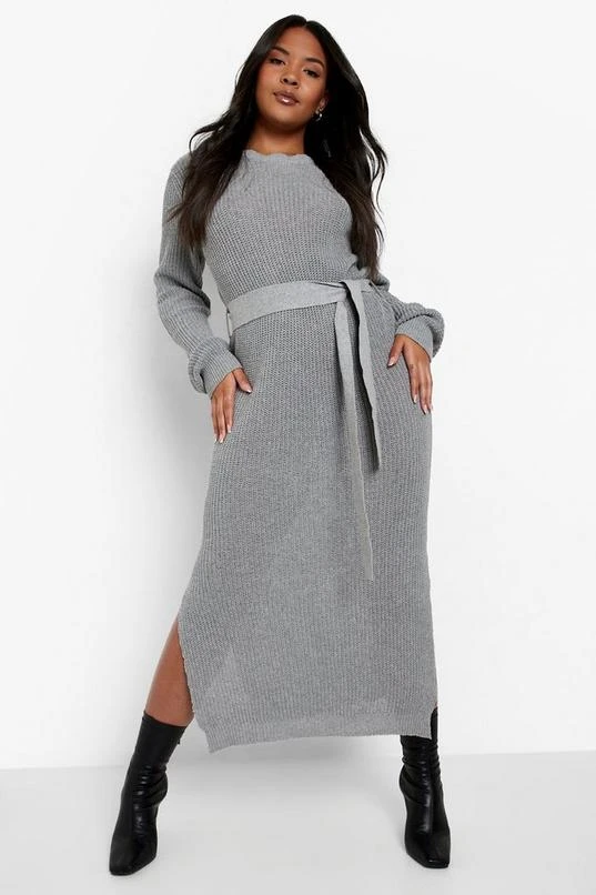 BOOHOO Plus Belted Knitted Midi Dress 3 BOOHOO Plus Belted Knitted Midi Dress - Image 3