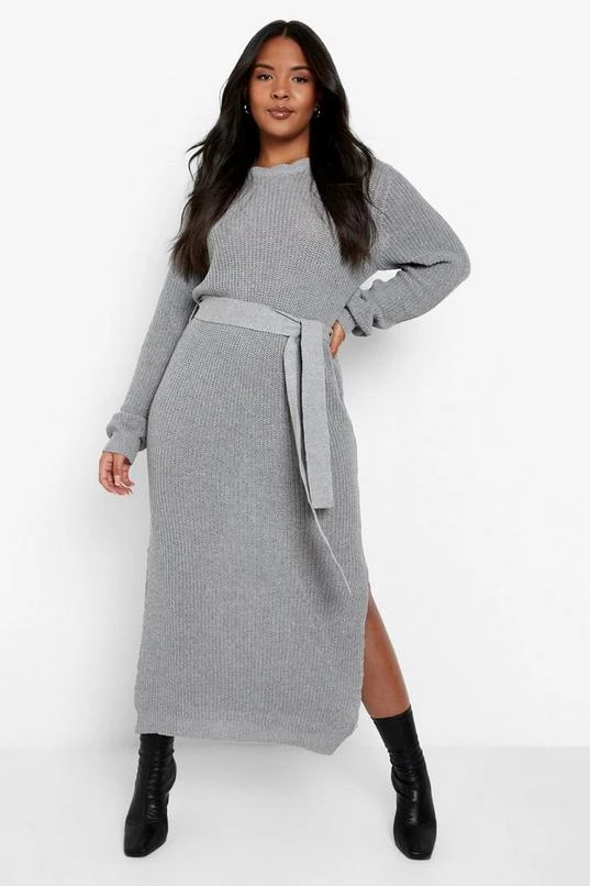 BOOHOO Plus Belted Knitted Midi Dress 4 BOOHOO Plus Belted Knitted Midi Dress - Image 4