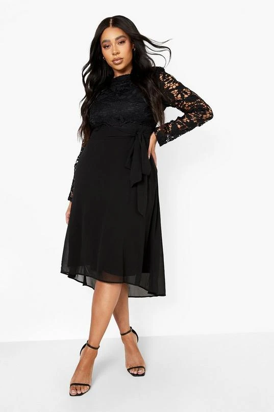 BOOHOO Plus Occasion Lace Contrast Midi Dress 1 BOOHOO Plus Occasion Lace Contrast Midi Dress
