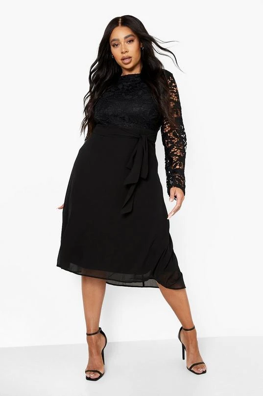 BOOHOO Plus Occasion Lace Contrast Midi Dress 3 BOOHOO Plus Occasion Lace Contrast Midi Dress - Image 3