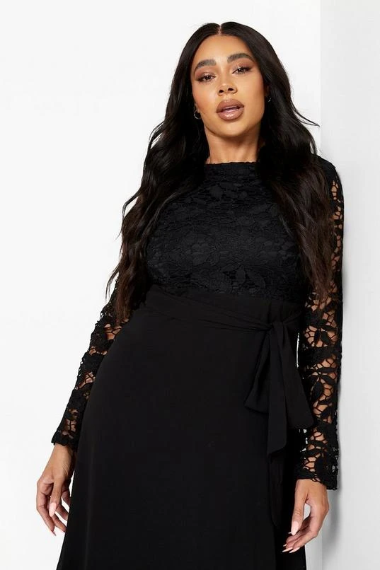 BOOHOO Plus Occasion Lace Contrast Midi Dress 4 BOOHOO Plus Occasion Lace Contrast Midi Dress - Image 4