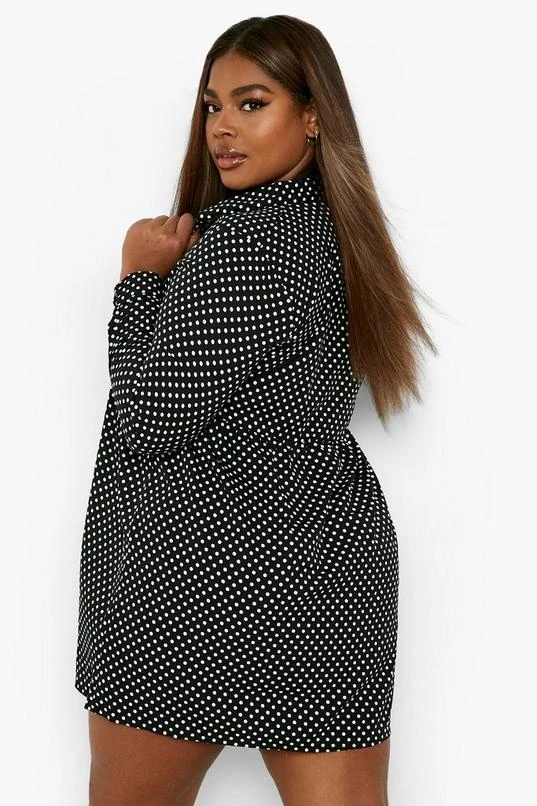 BOOHOO Plus Polka Dot Shirt Dress 2 BOOHOO Plus Polka Dot Shirt Dress - Image 2