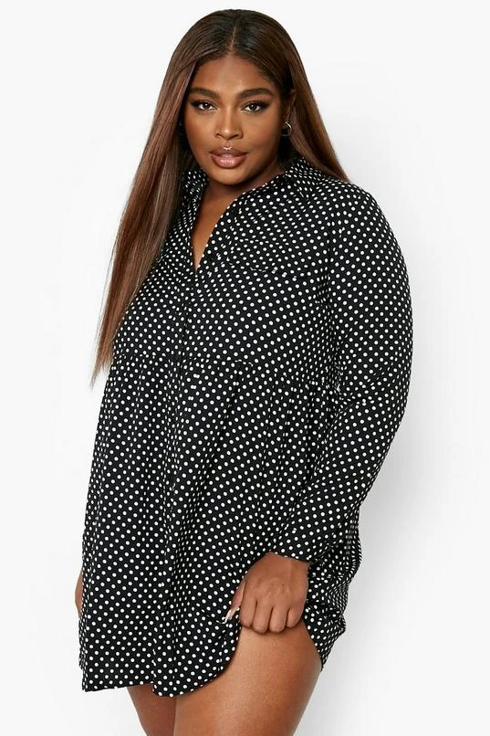 BOOHOO Plus Polka Dot Shirt Dress 4 BOOHOO Plus Polka Dot Shirt Dress - Image 4
