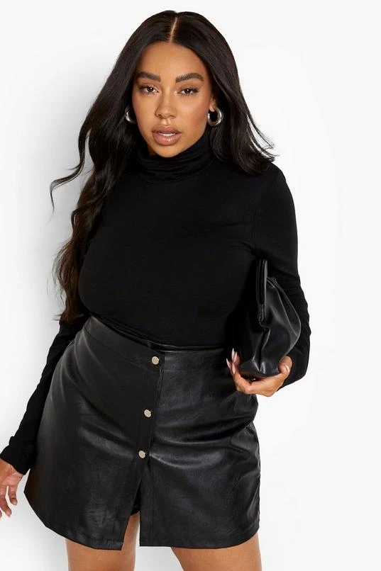 BOOHOO Plus Pu Leather Button Pu Skort 1 BOOHOO Plus Pu Leather Button Pu Skort