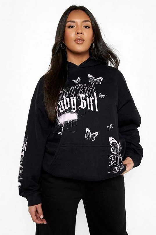BOOHOO Plus Babygirl Graffiti Hoodie 1 BOOHOO Plus Babygirl Graffiti Hoodie