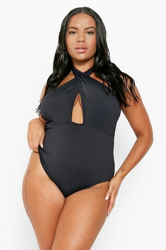BOOHOO Plus Wrap Front Halter Swimsuit 3 BOOHOO Plus Wrap Front Halter Swimsuit - Image 3