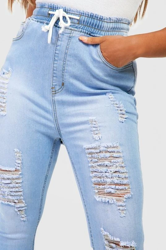 BOOHOO Plus Elasticated Waist Distressed Skinny Jeans 4 BOOHOO Plus Elasticated Waist Distressed Skinny Jeans - Image 4