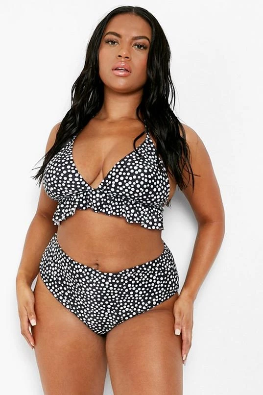 BOOHOO Plus Polka Dot Ruffle High Waisted Bikini 3 BOOHOO Plus Polka Dot Ruffle High Waisted Bikini - Image 3