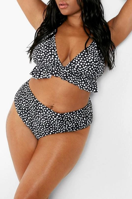 BOOHOO Plus Polka Dot Ruffle High Waisted Bikini 4 BOOHOO Plus Polka Dot Ruffle High Waisted Bikini - Image 4