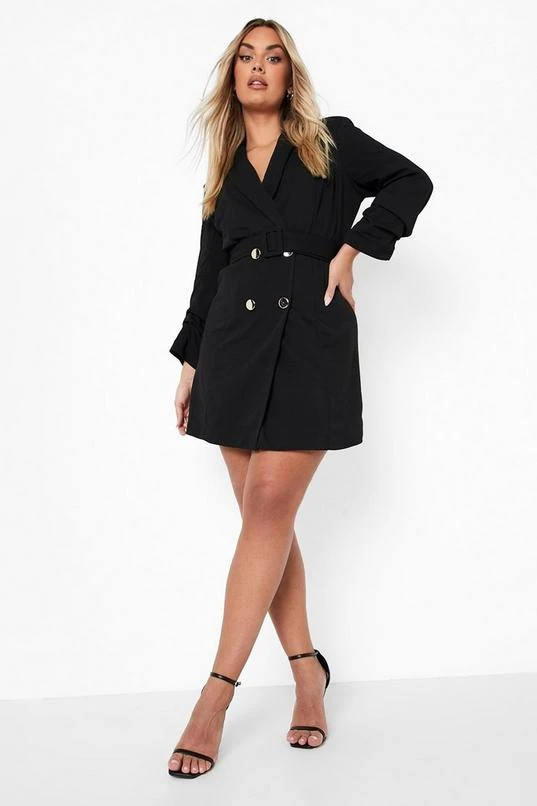 BOOHOO Plus Ruched Sleeve Blazer Dress 3 BOOHOO Plus Ruched Sleeve Blazer Dress - Image 3
