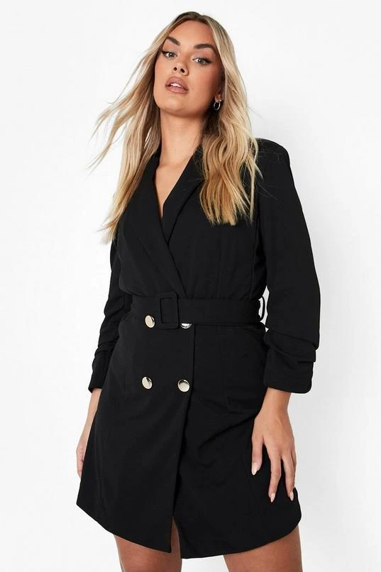 BOOHOO Plus Ruched Sleeve Blazer Dress 4 BOOHOO Plus Ruched Sleeve Blazer Dress - Image 4
