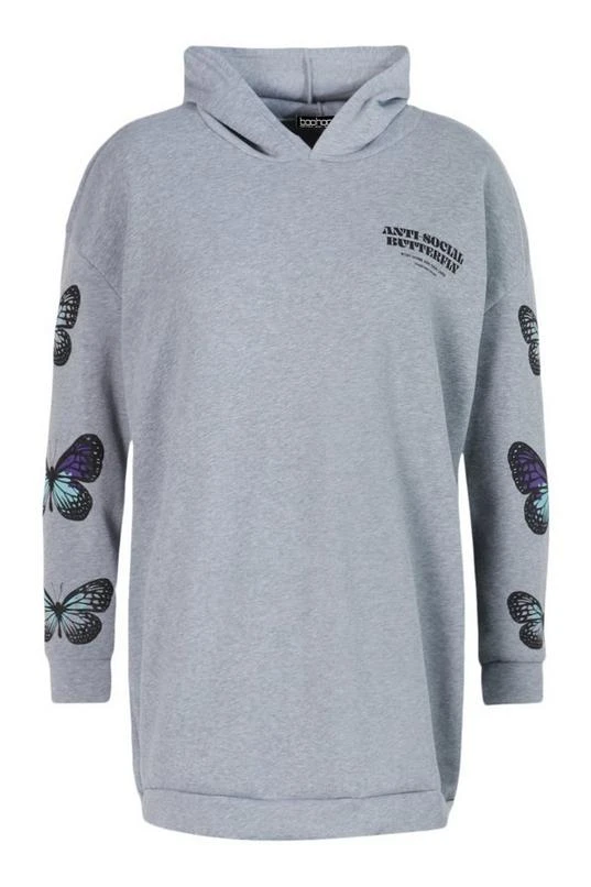 BOOHOO Plus Butterfly Sleeve Hooded Sweatshirt Dress 3 BOOHOO Plus Butterfly Sleeve Hooded Sweatshirt Dress - Image 3