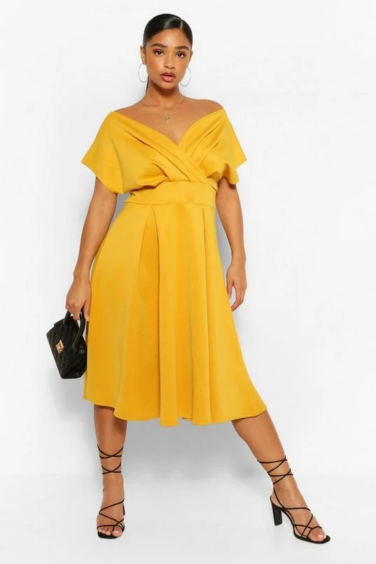 BOOHOO Plus Off The Shoulder Wrap Midi Dress 4 BOOHOO Plus Off The Shoulder Wrap Midi Dress - Image 4