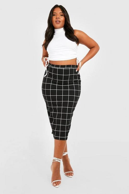 BOOHOO Plus Grid Flannel Midi Skirt 1 BOOHOO Plus Grid Flannel Midi Skirt