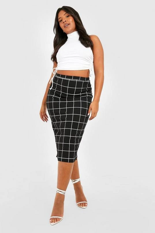 BOOHOO Plus Grid Flannel Midi Skirt 3 BOOHOO Plus Grid Flannel Midi Skirt - Image 3