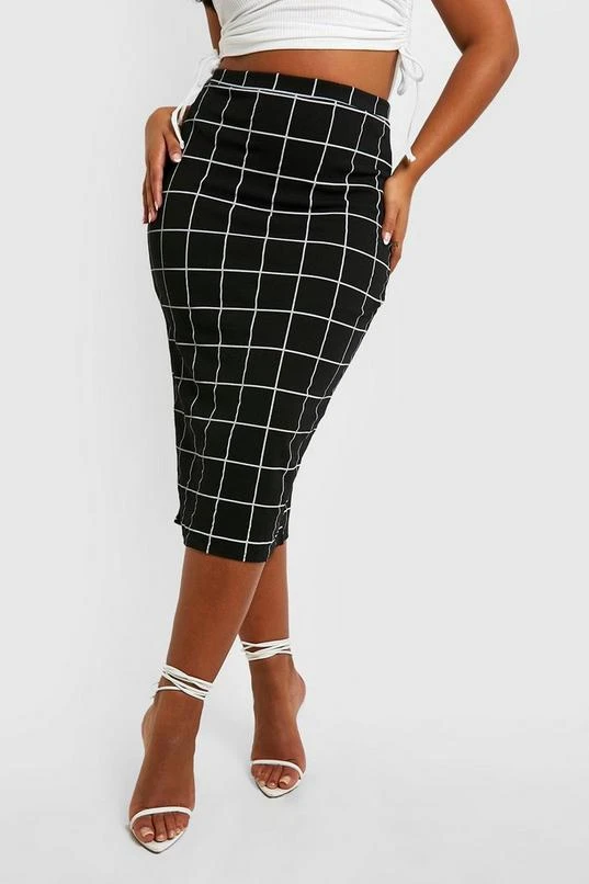 BOOHOO Plus Grid Flannel Midi Skirt 4 BOOHOO Plus Grid Flannel Midi Skirt - Image 4