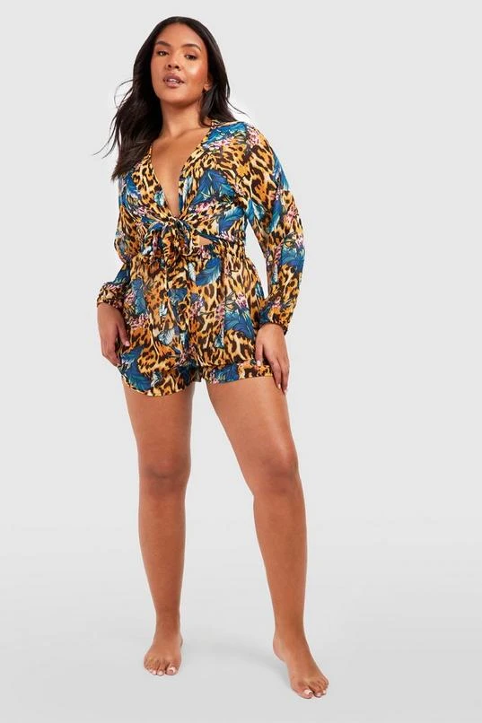 BOOHOO Plus Tropical Animal Beach Romper 3 BOOHOO Plus Tropical Animal Beach Romper - Image 3