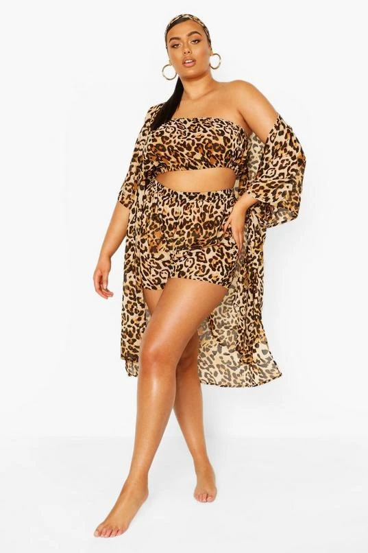 BOOHOO Plus Beach Leopard 4 Piece Set 1 BOOHOO Plus Beach Leopard 4 Piece Set