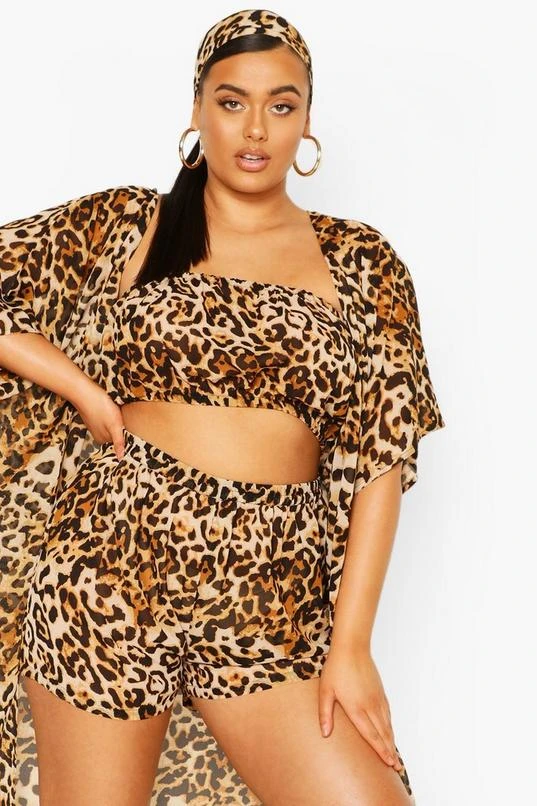 BOOHOO Plus Beach Leopard 4 Piece Set 4 BOOHOO Plus Beach Leopard 4 Piece Set - Image 4