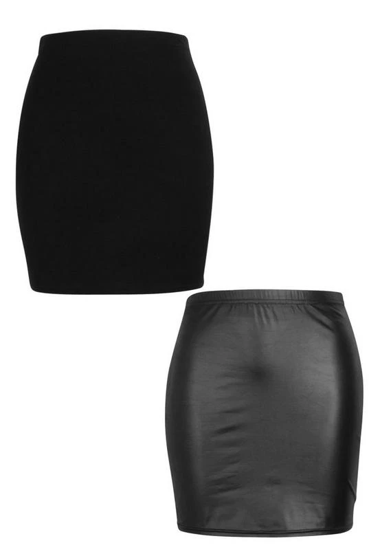 BOOHOO Plus 2 Pack Faux Leather And Jersey Knit Midi Skirt 3 BOOHOO Plus 2 Pack Faux Leather And Jersey Knit Midi Skirt - Image 3
