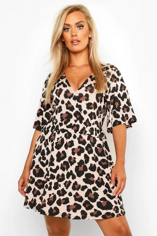 BOOHOO Plus Leopard Ruffle Smock Dress 1 BOOHOO Plus Leopard Ruffle Smock Dress