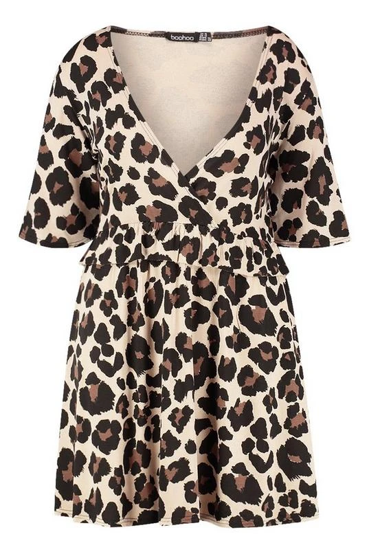 BOOHOO Plus Leopard Ruffle Smock Dress 3 BOOHOO Plus Leopard Ruffle Smock Dress - Image 3