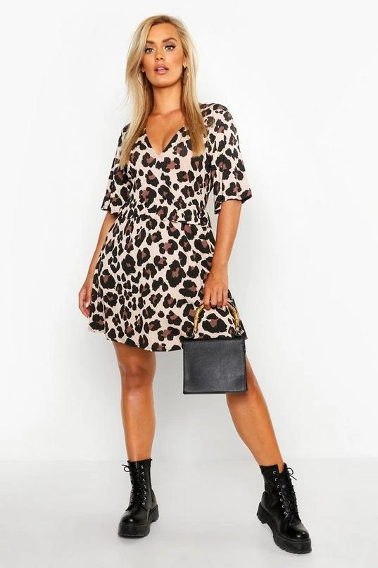 BOOHOO Plus Leopard Ruffle Smock Dress 4 BOOHOO Plus Leopard Ruffle Smock Dress - Image 4