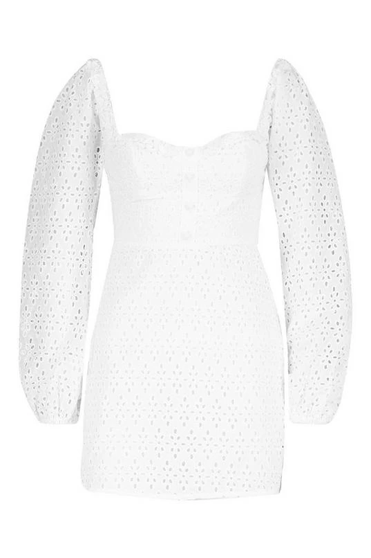 BOOHOO Petite Eyelet Anglaise Button Through Dress 3 BOOHOO Petite Eyelet Anglaise Button Through Dress - Image 3