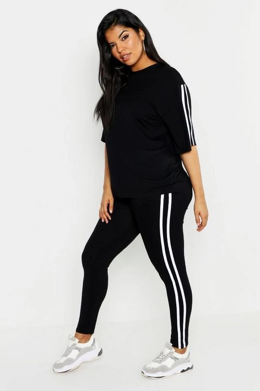 BOOHOO Plus Stripe Short Sleeve Loungewear Set 4 BOOHOO Plus Stripe Short Sleeve Loungewear Set - Image 4
