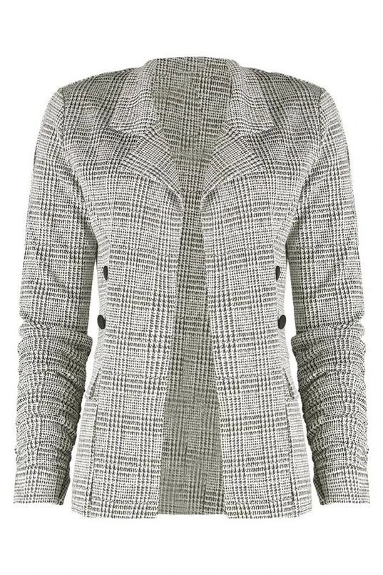 BOOHOO Petite Flannel Button Sleeve Blazer 3 BOOHOO Petite Flannel Button Sleeve Blazer - Image 3