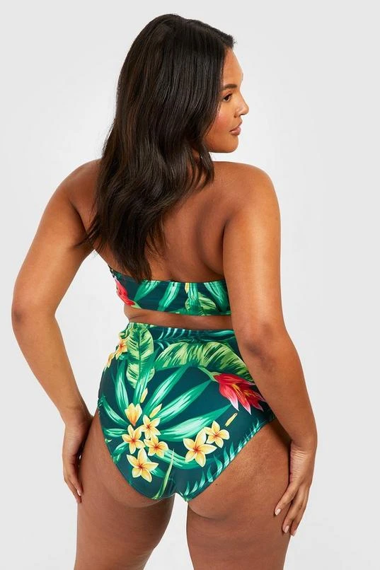 BOOHOO Plus Hawaiian Print Lace Up High Waisted Bikini 2 BOOHOO Plus Hawaiian Print Lace Up High Waisted Bikini - Image 2