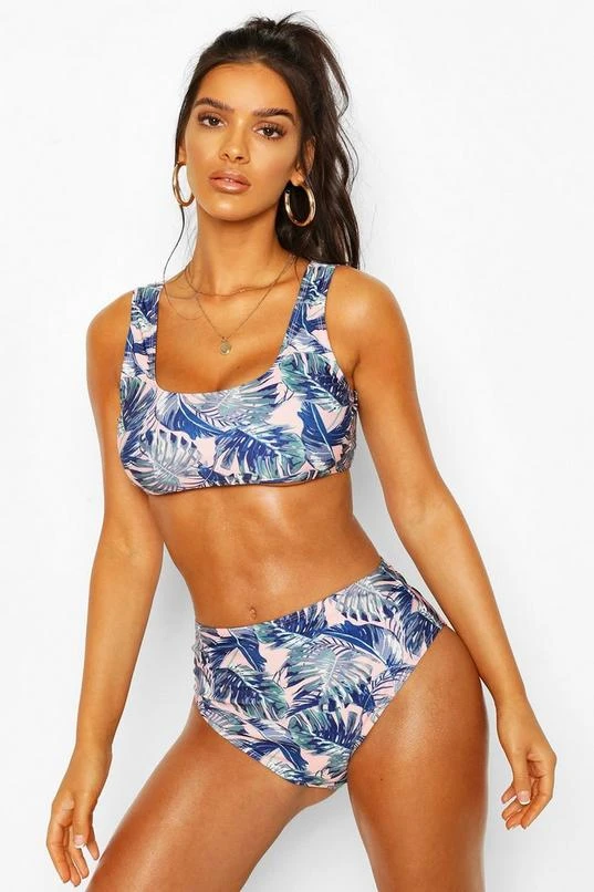 BOOHOO Tropical Crop High Waist Bikini Set 4 BOOHOO Tropical Crop High Waist Bikini Set - Image 4