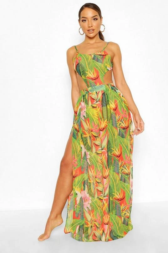 BOOHOO Tropicana Cut Out Maxi Beach Dress 1 BOOHOO Tropicana Cut Out Maxi Beach Dress