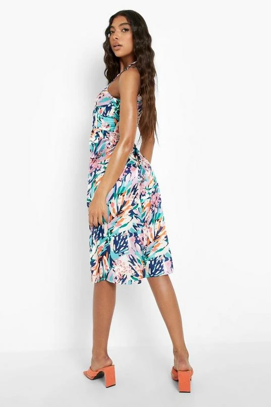 BOOHOO Tall Abstract Tie Detail Strappy Midi Dress 2 BOOHOO Tall Abstract Tie Detail Strappy Midi Dress - Image 2