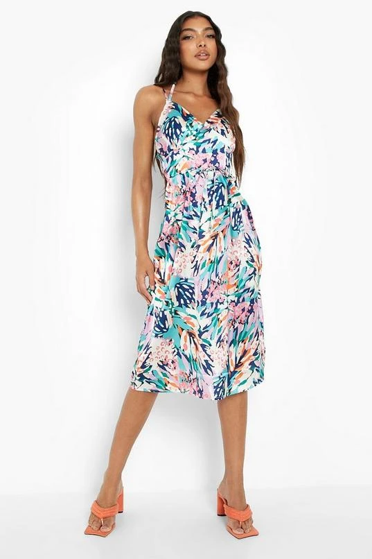 BOOHOO Tall Abstract Tie Detail Strappy Midi Dress 3 BOOHOO Tall Abstract Tie Detail Strappy Midi Dress - Image 3